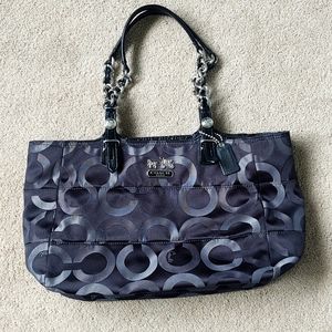 Coach East West shoulder bag logo print black and grey